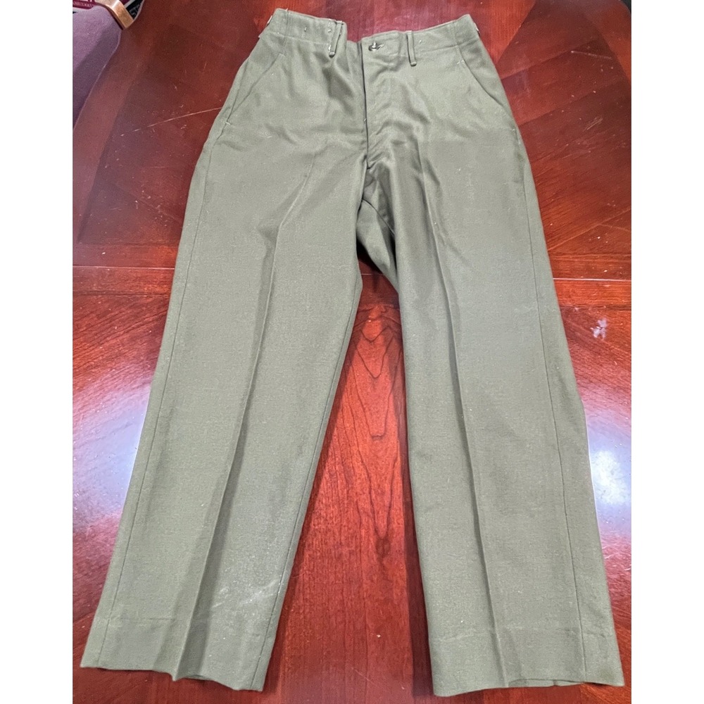 Vintage M-1951 Wool Field Pants Military Trousers Olive Green Adjustable 31x27